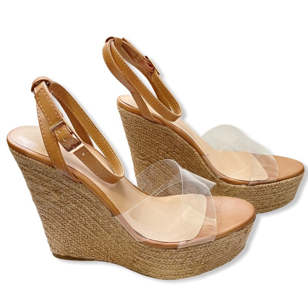 Clear Platform Wedge Espadrille Heel - Picture 7 of 9